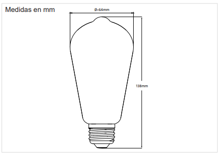 Lampe filaments LED THREELINE Gold - G64 E27 6W 2500K 810Lm 30 000H L70B10 - Garantie 2ans