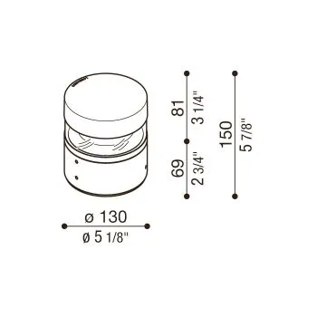 Borne LED LOMBARDO Tok H150 - 13W 3000K 704Lm 360° IP66 IK10 50 000H Corten - Garantie 5ans