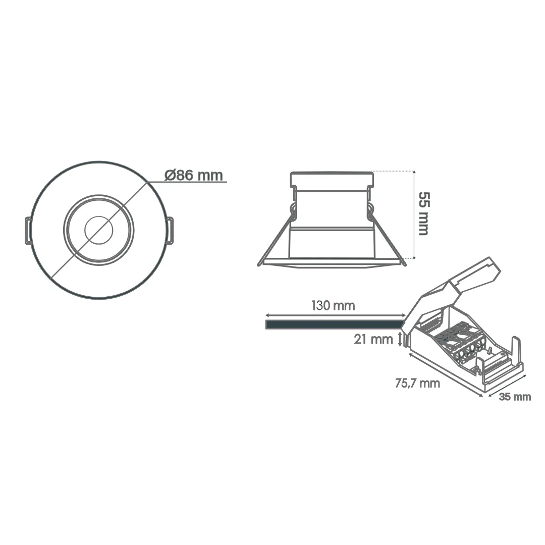 Spotlight LED SOLUM One - 6W 3000K 600Lm 60° IP65 50000H L80B20 dimmable Blanc - Garantie 5ans
