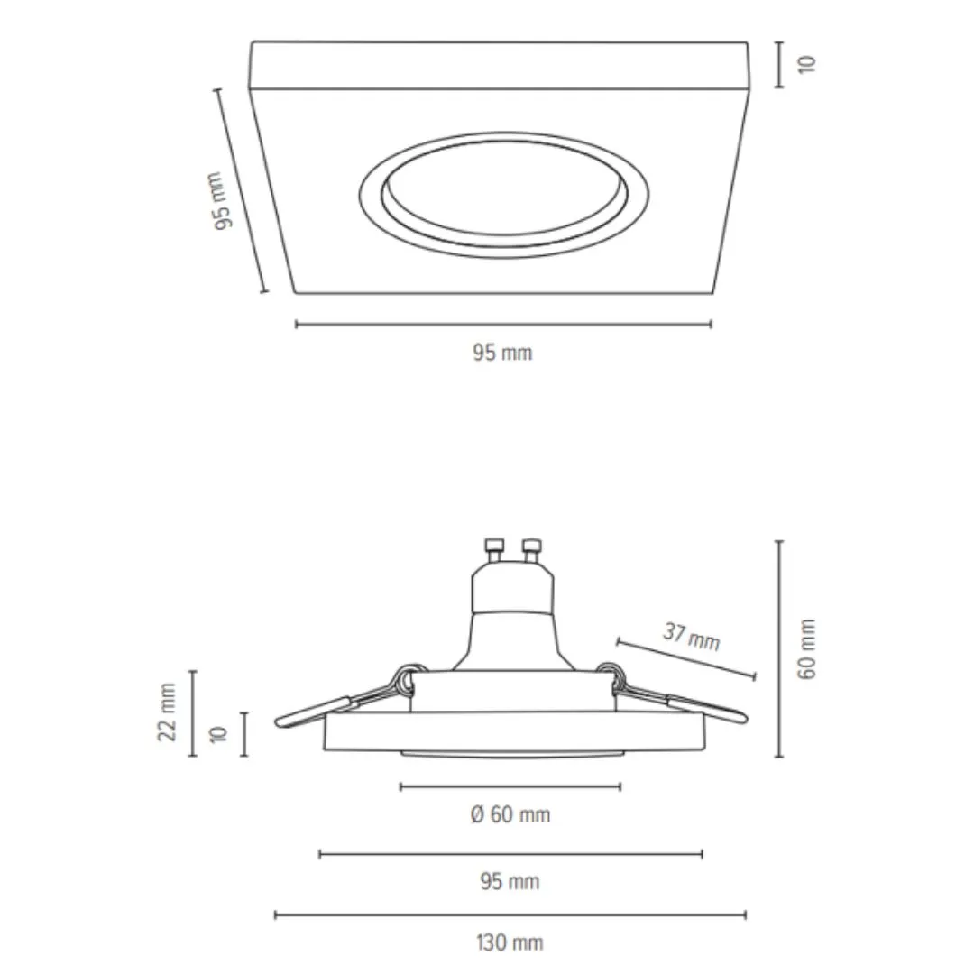 Spot carré BRITOP Vitar - GU10 Bois 5W 2700K 300 lm IP20 - Garantie 2 ans