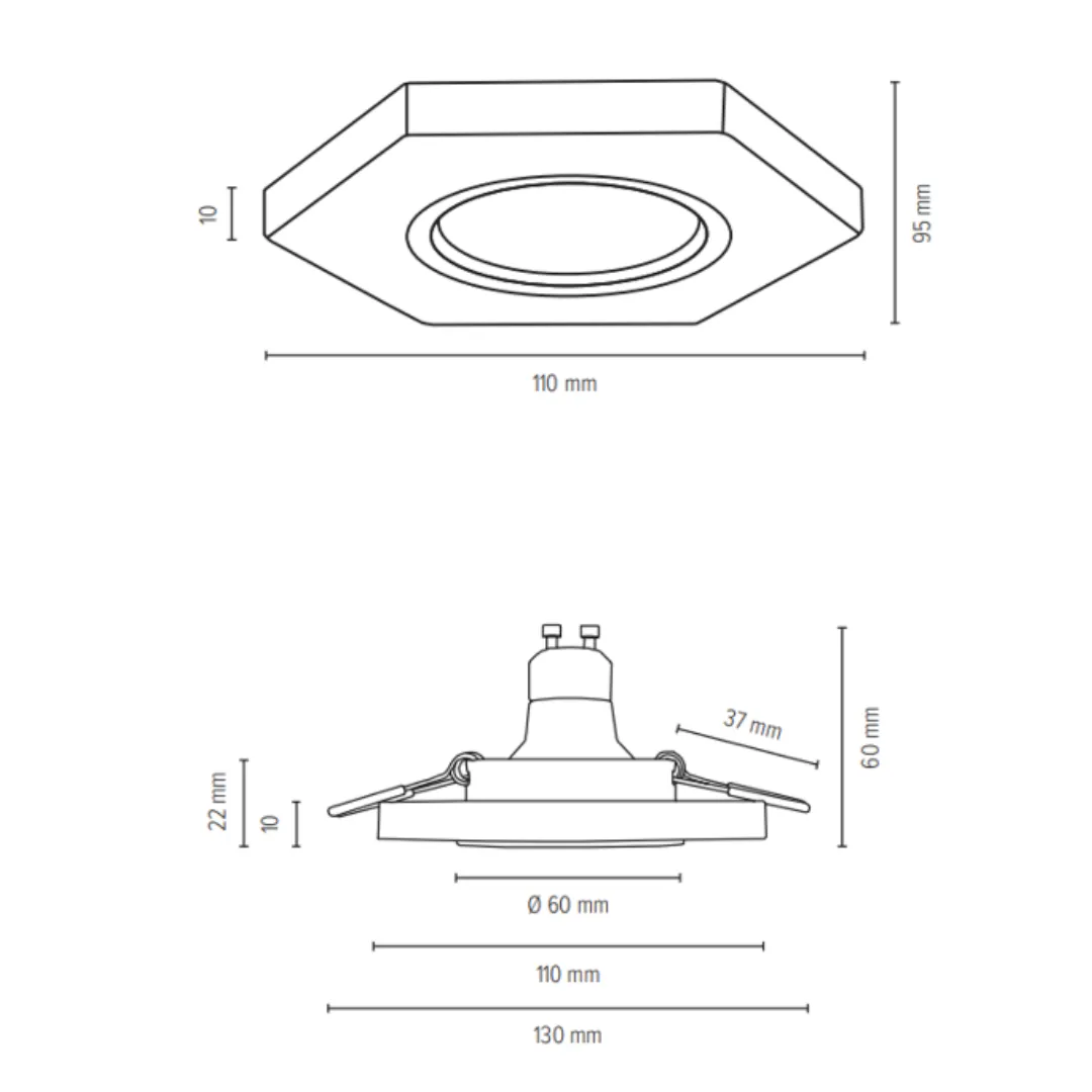 Spot hexagone BRITOP Vitar - GU10 Bois 5W 2700K 300 lm IP20 - Garantie 2 ans