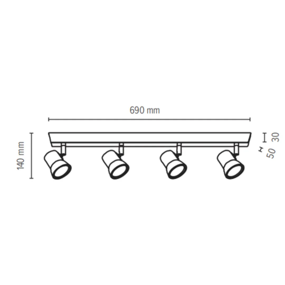 Spot BRITOP Venla - GU10 x4 Bois 5W 2700K 300 lm IP20 - Garantie 2 ans