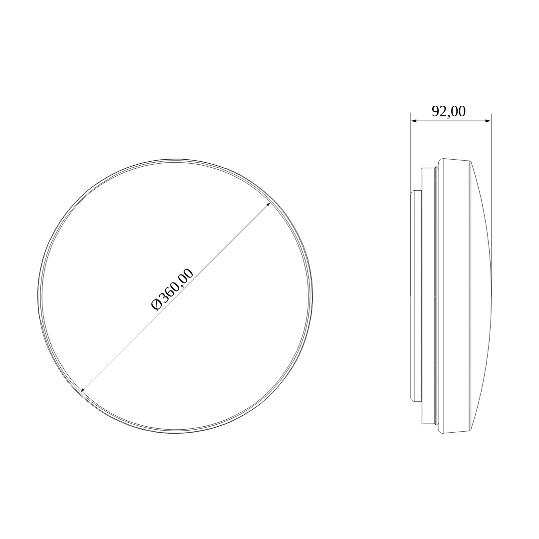 Hublot THREELINE Ceiling + Switch - 18W CCT 80Lm/W IP64 Ø360 30 000H L70B10 détecteur HF - Grt 3 ans