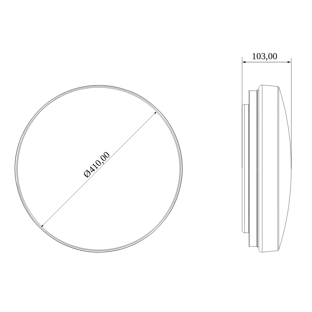 Hublot THREELINE Ceiling + Switch - 32W CCT 80Lm/W IP64 Ø410 30 000H L70B50 détecteur HF - Grt 3ans