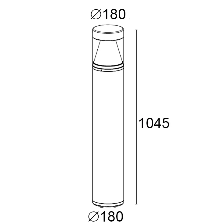 Borne AUGENTI Siluretto 360°hors sol - 26W 3000K 2020Lm IP65 IK08 L80B10 50000H - Grt 5 ans