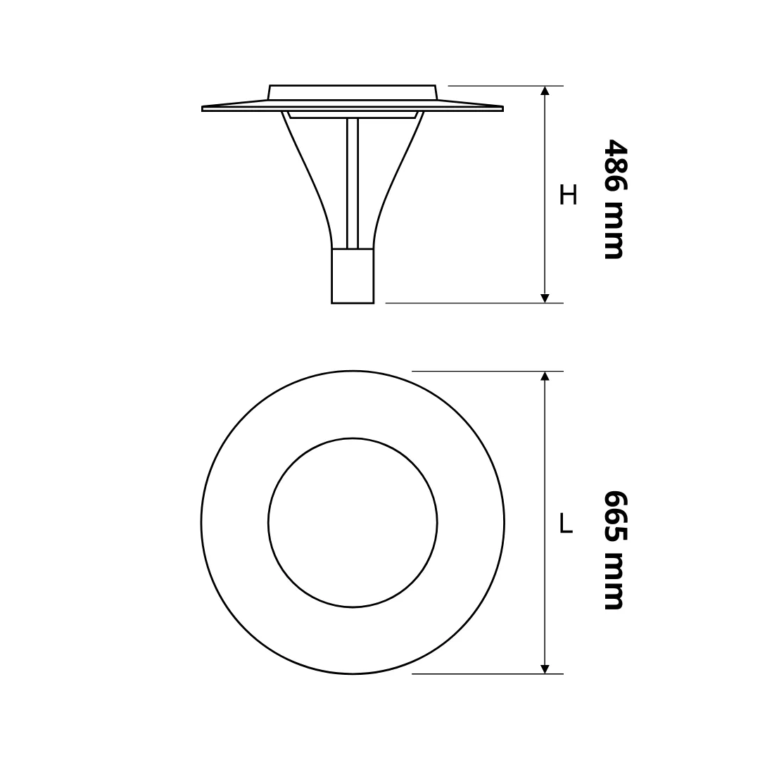 Lanterne LUG Avenida LED Chapeau - 34W 3000K 4250Lm IP66 IK10 100 000h Gris - Garantie 5ans