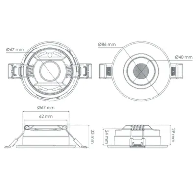 Pack de 10 Spots SOLUM Stella SD - 5.5W CCT 620Lm IP65 60° 50000H L70B20 Blanc Dimmable - Grt 5ans