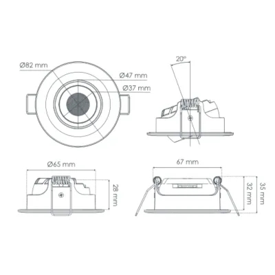 Pack de 10 Spots orientables SOLUM Stella- 4.5W CCT 520Lm IP65 50000H L70B20 Blanc Dimmable Grt 5ans