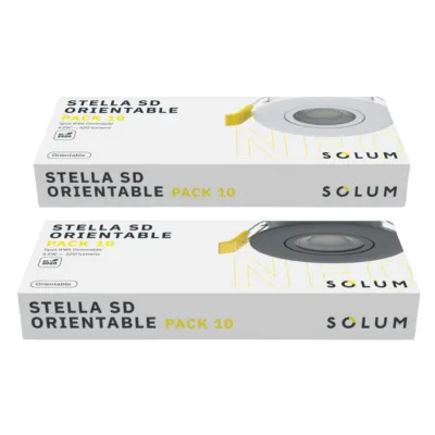 Pack de 10 Spots orientables SOLUM Stella- 4.5W CCT 520Lm IP65 50000H L70B20 Noir Dimmable -Grt 5ans