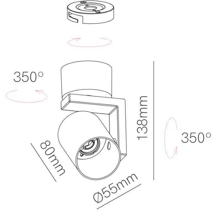 Spot surface/encastré BENETO FAURE Volt Rond - (hors source) Noir - Garantie 3 ans