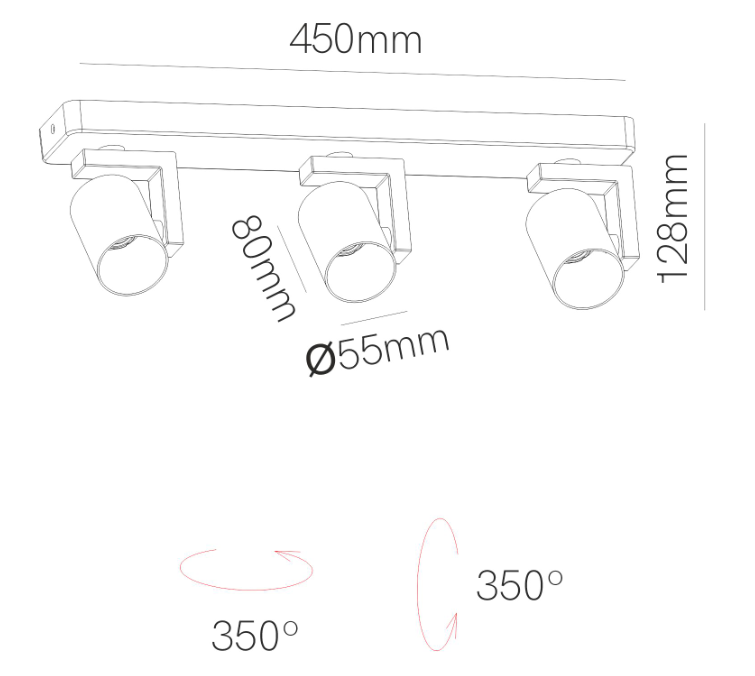 Spot triple surface/encastré BENETO FAURE Volt Rond - (hors source) Blanc - Garantie 3 ans