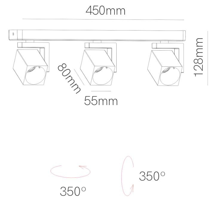 Spot triple surface/encastré BENETO FAURE Volt Carré - (hors source) Noir - Garantie 3 ans