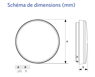 Hublot OPPLE Ecomax G2 - 22W Détect. CCT 2500 Lm 120 lm/W IP54 IK08 Ø275 50000H L70 - Garantie 5 ans