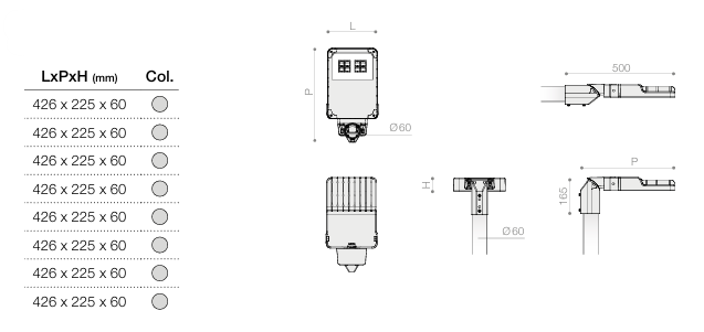 Tête de mâts LED TECMAR BEST S2/ME - 75W 3000K 11953Lm IP66 IK08 100000H L90B10 - Garantie 7 ans